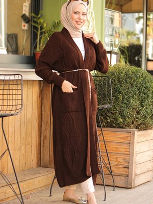 Şal Yaka Triko Hırka Kahve Şal Yaka Triko Hırka Kahve