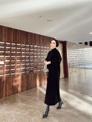 Balon Kol Elbise Siyah Balon Kol Elbise Siyah