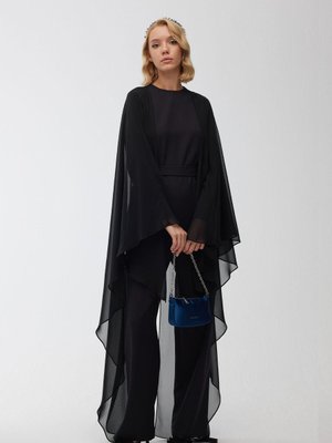 Pelerinli Abiye Tulum Siyah Pelerinli Abiye Tulum Siyah