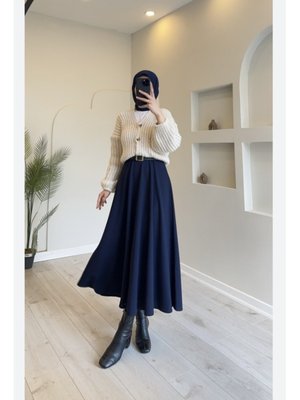 Puf Scuba Lacivert Etek Puf Scuba Lacivert Etek