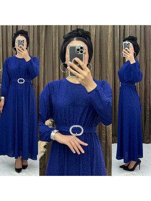 Simli Kuşaklı Abiye Elbise Simli Kuşaklı Abiye Elbise