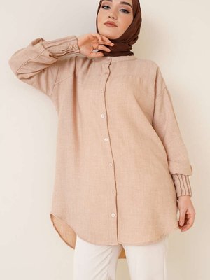 Kol Nervür Detaylı Keten Gömlek