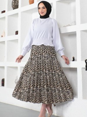 Desenli Etek Leopar