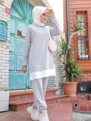 Tunik + Pantolon Grı