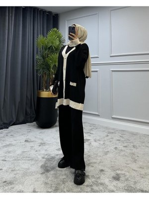 Düğmeli Triko Hırka Siyah Düğmeli Triko Hırka Siyah