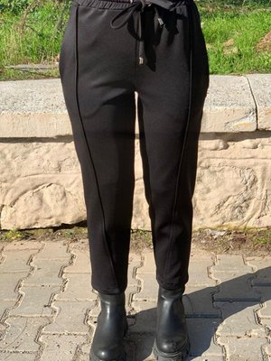 Siyah Scuba Beli Lastikli Pantolon