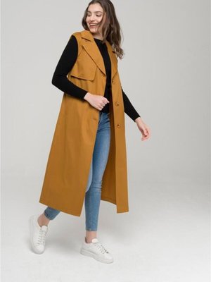 Pelerin Ve Apolet Detaylı Su Itici Özellikli Astarsız Yelek Hardal Pelerin Ve Apolet Detaylı Su Itici Özellikli Astarsız Yelek Hardal