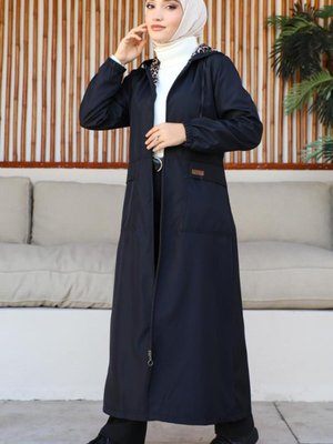 Mevsimlik Cepli Kap Trençkot Siyah