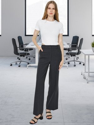 Antrasit Çizgili Geniş Paça Pantolon Antrasit Çizgili Geniş Paça Pantolon