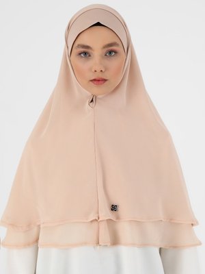 Bej Fermuarlı Şifon Hazır Türban Bej Fermuarlı Şifon Hazır Türban