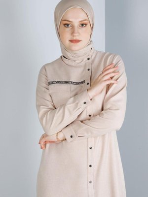 Leopar Desen Detaylı Düğmeli Tunik