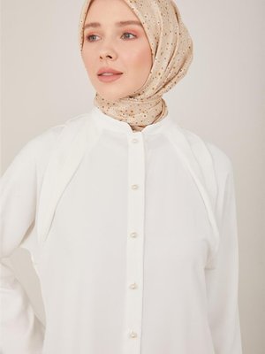 Omuzları Drapeli Tunik Beyaz