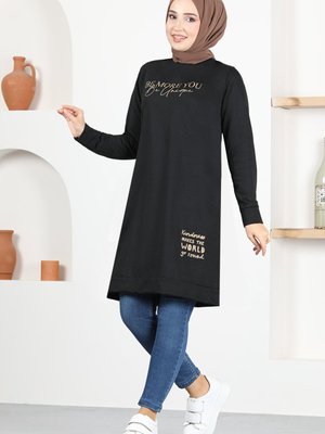 Baskılı Tunik Siyah Baskılı Tunik Siyah