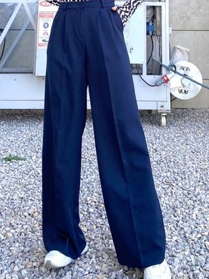 Çift Pensli Bol Paça Pantolon