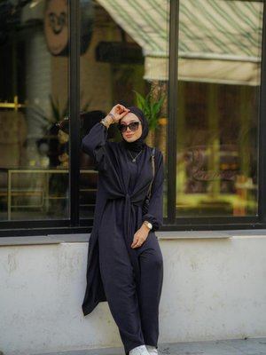 Çapraz Bağlamalı Tulum Siyah Model