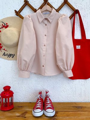 Krem Klasik Yaka Crop Gömlek Krem Klasik Yaka Crop Gömlek