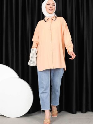 Somon Yaka Boncuklu Terikoton Gömlek