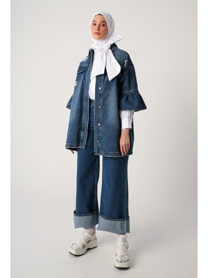 Mavi Pamuk Truvakar Kol Denim Ceket