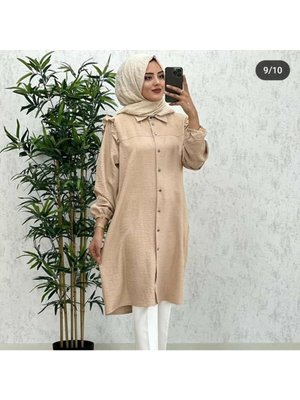 Keten Omuzu Fırfırlı Gömlek Tunik