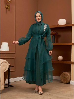 İzel Abaya Zümrüt Yeşil