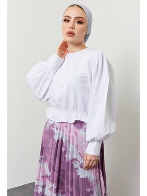 Beyaz Balon Kol Gömlek