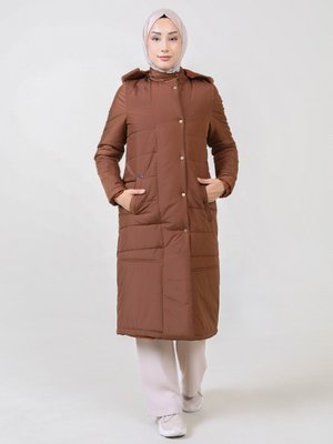 Taba Çıtçıtlı Kapişonlu Şişme Kaban