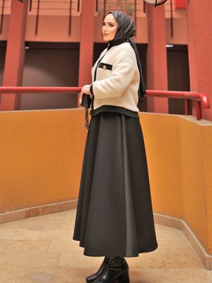 Scuba Kumaş Yandan Fermuarlı Camalia Etek Scuba Kumaş Yandan Fermuarlı Camalia Etek