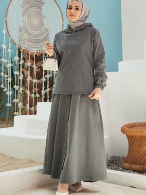 Etek Ve Tunik İkili Takım Gri