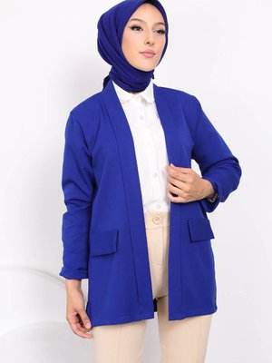 Saks Mavi Sahte Cepli Ceket