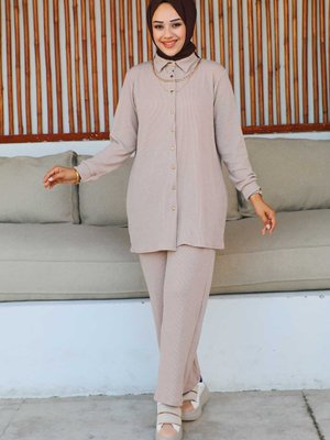 Bej Kolyeli Fitilli Bürümcük Takım