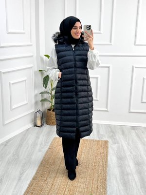 Dilan Tam Dolum Elyaf Kapüşonlu Şişme Yelek