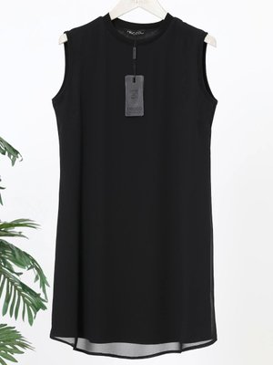 Şifonlu Kolsuz Uzun Basic Tunik