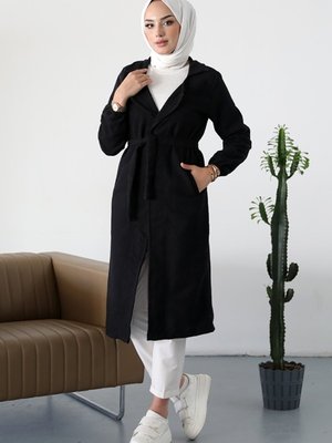 Alçin Kruvaze Yaka Kemerli Hırka Siyah Alçin Kruvaze Yaka Kemerli Hırka Siyah