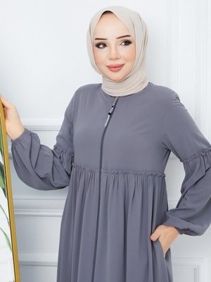 Giyim Medine Ipeği Balon Kol Büzgülü Ferace