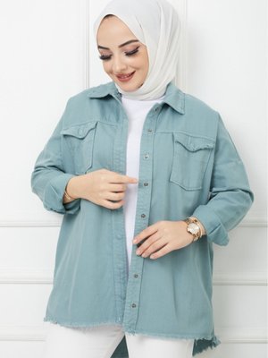 Doğal Kumaşlı Cep Detaylı Ceket Çağla