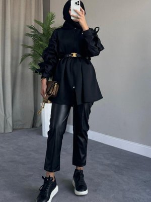 Kolları Fırfırlı Scuba Kap Siyah Kolları Fırfırlı Scuba Kap Siyah