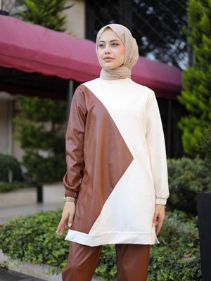 Deri Detaylı Tunik