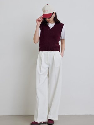Pile Detaylı Palazzo Pantolon Beyaz Pile Detaylı Palazzo Pantolon Beyaz