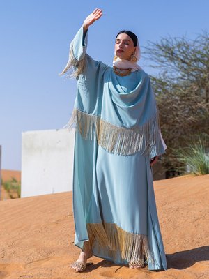 Mint Yeşili Lilas Abaya Dress Set