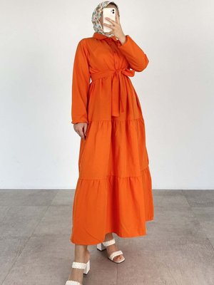 Yarım Düğme Detaylı Terikoton Elbise Yarım Düğme Detaylı Terikoton Elbise