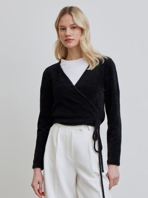 Yumuşak Dokulu Bağlamalı Hırka Siyah Yumuşak Dokulu Bağlamalı Hırka Siyah