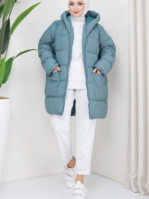 Kraşlı Oversize Dolgulu Mont Mint Kraşlı Oversize Dolgulu Mont Mint
