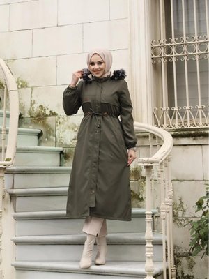 Cep Detaylı Haki Mont