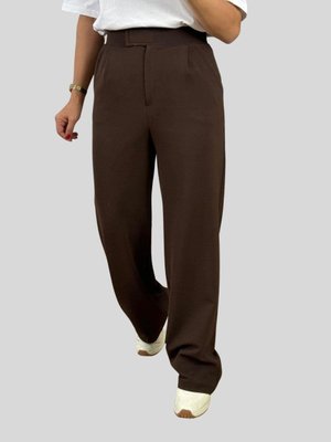 Kahve Cırtlı Yüksek Bel Palazzo Pantolon