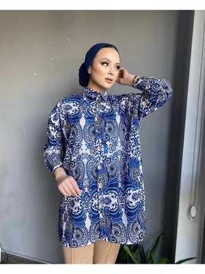 Kadin Gömlek Karişik Şal Desen Kadin Gömlek Karişik Şal Desen