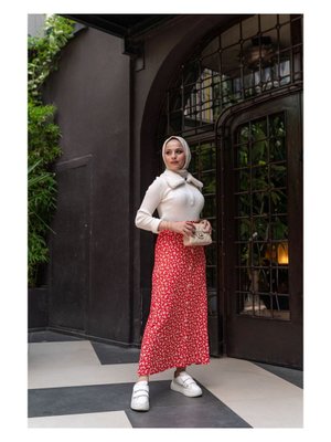 Viskon Penye Etek Kırmızı