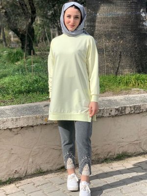 Açık Sarı Soul Puane Basic Kısa Sweat