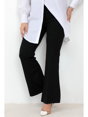 Siyah Piyale İspanyol Paça Pantolon