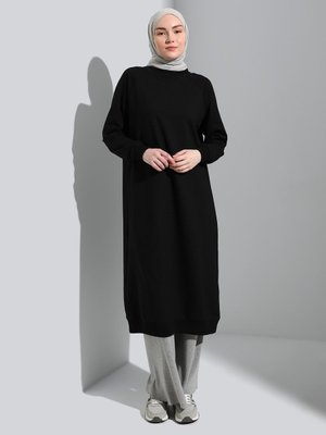 Bisiklet Yaka Uzun Sweatshirt Siyah Refka Basic Bisiklet Yaka Uzun Sweatshirt Siyah Refka Basic