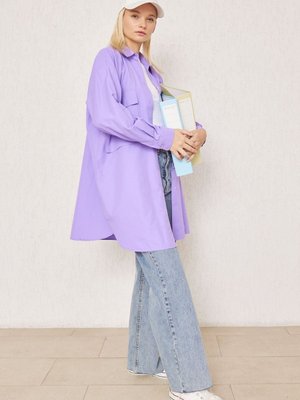 Oversize Gömlek Lila Oversize Gömlek Lila